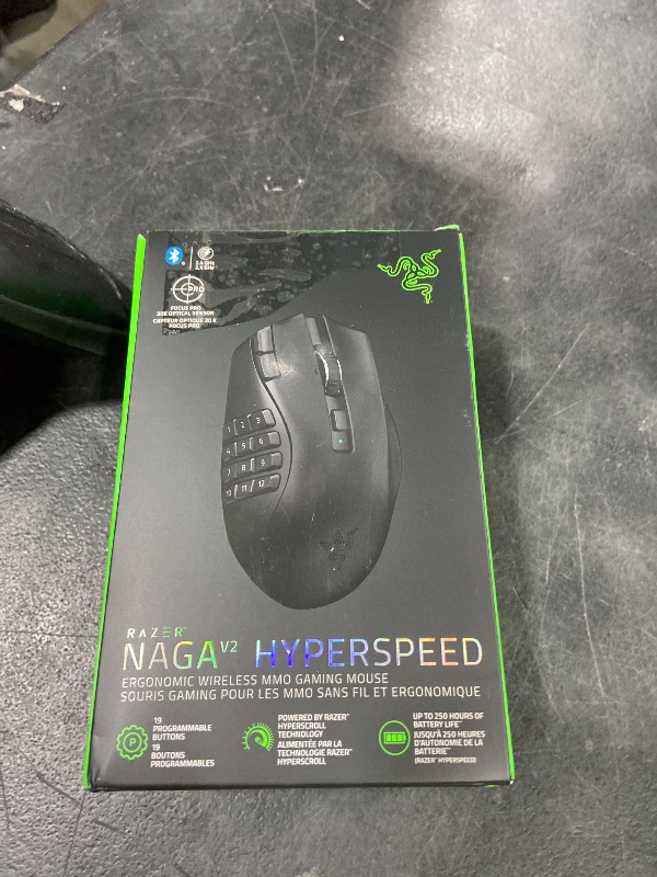 Photo 1 of Razer Naga V2 HyperSpeed Wireless MMO Gaming Mouse: 19 Programmable Buttons - HyperScroll Technology - Focus Pro 30K Optical Sensor - Mechanical Mouse Switches Gen-2 - Up to 400 Hr Battery Life