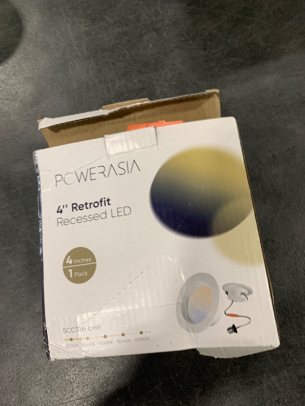 Photo 1 of 1 Pack 4 Inch LED Can Lights Retrofit Recessed Lighting, 5CCT 4 Inch Recessed Downlight Selectable 2700K-6000K Dimmable, 9W 630LM Recessed Lights with Metal Smooth Trim- ETL and Energy Star Certified