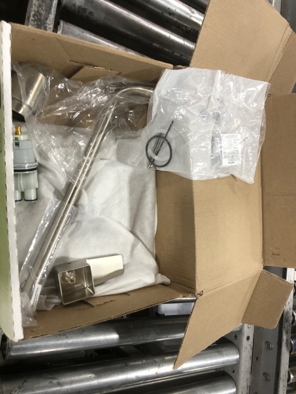 Photo 1 of Delta Modern 14 Series Square Rain Shower Faucet Set, Brushed Nickel Shower Head and Handle Set, Valve Trim Kit, Spotshield Stainless T14268-SP-PP (Valve Not Included)