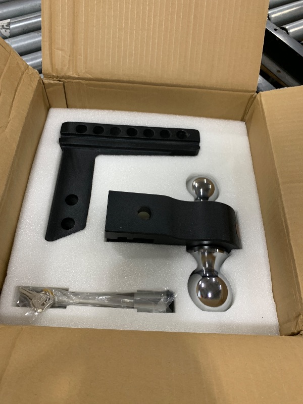 Photo 1 of LOCAME Adjustable Trailer Hitch, Fits 2-Inch Receiver, 6-Inch Drop/Rise Aluminum Drop Hitch,12,500 LBS GTW-Tow Hitch for Heavy Duty Truck with Double Stainless Steel Locks, Black, LC0024