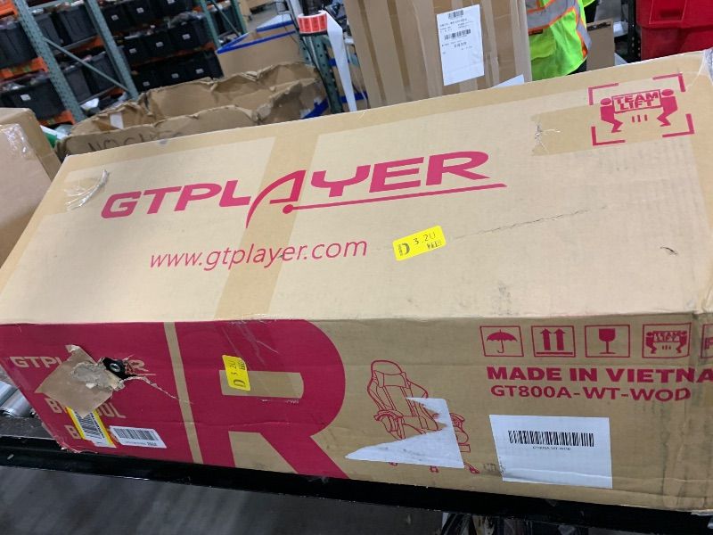 Photo 1 of GTPLAYER Gaming Chair, Computer Chair with Footrest and Lumbar Support, Height Adjustable Game Chair with 360°-Swivel Seat and Headrest and for Office or Gaming (White)