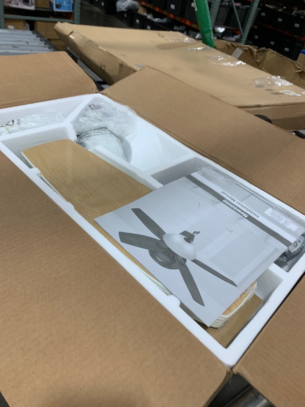 Photo 1 of Hunter 42 inch Indoor Ceiling Fan with LED Light - White Ceiling Fan with Pull Chain, For Bedroom or Living Room, Low Profile Mount, No Remote, 5 Blades, Includes Bulbs - Newsome 51080, Fresh White