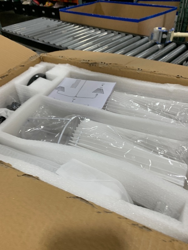 Photo 1 of FIYUEOYI Modern Linear Chandelier, 2-Light Dining Room Light Fixture with White Fabric Shade Kitchen Island Lighting Fixture for Over Table, Living Room, Bedroom