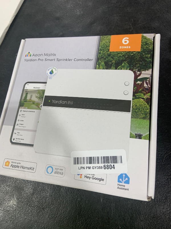Photo 1 of Yardian Pro Smart Sprinkler Controller (6-Zone) – Easy DIY Install, Apple HomeKit, Ethernet & Wi-Fi, Manual Buttons, Weather-Based Scheduling