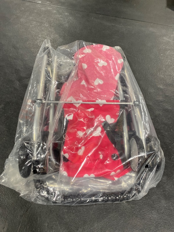 Photo 1 of The New York Doll Collection My First Doll Stroller with Basket & Heart Design Foldable Doll Stroller, Pink