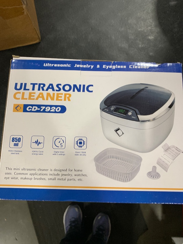 Photo 1 of Life Basis Ultrasonic Cleaner Household Ultrasonic Jewelry Cleaner 850ml (28 Ounces) LCD Screen with 5 Digital Timer Watch Stand CD Holder for Ring Jewelry CD DVD Watches Glasses Makeup Brush - Silver