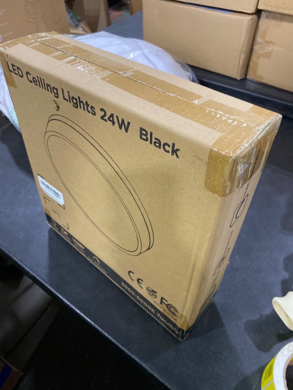 Photo 1 of Geperll Dimmable LED Wood Flush Mount Ceiling Light Fixture 3000-6000K Tunnable 12 Inch,24W Modern Close to Ceiling Light Fixtures,Bedroom Lights for Kitchen,Hallway(Black, Type B 5CCT)