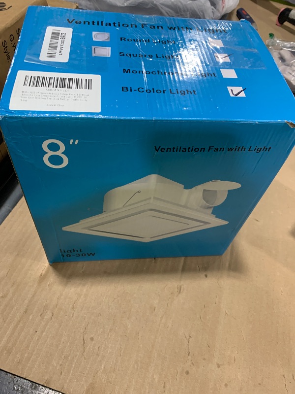 Photo 1 of FEITON Square Bathroom Exhaust Fan with LED Light, Adjustable Color Temperature(3000K/4500K/6000K), 110 CFM 30W 4 Inch Duct, 110-220V 1.0 Sones Quiet Bathroom Ventilation Fan Light Combo Ceiling Mount