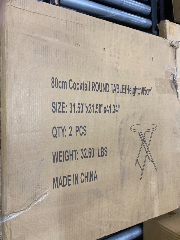 Photo 1 of THESEATOP 32in Round Folding Cocktail Table High Top-Tall Bar Table with Detachable Legs, Portable Bar Height Folding Table Outdoor Indoor Use for Events Parties Wedding Patio(White, 2 PC)