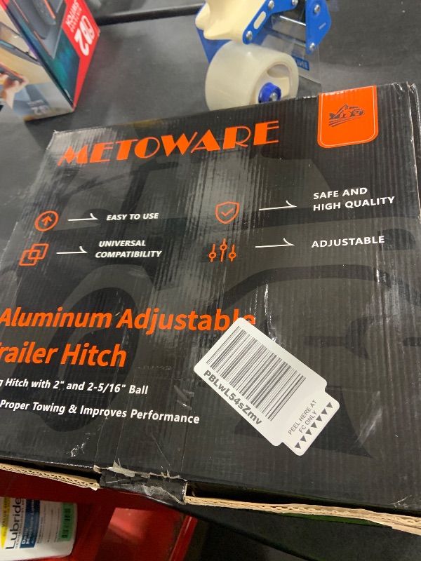 Photo 1 of METOWARE Adjustable Drop Hitch - Aluminum Tow Hitch Fits 2-Inch Receiver - Heavy Duty Trailer Hitch with 8-Inch Drop/Rise for Truck (12,500 LBS GTW), Double Anti-Theft Stainless Steel Pin Locks(Black)