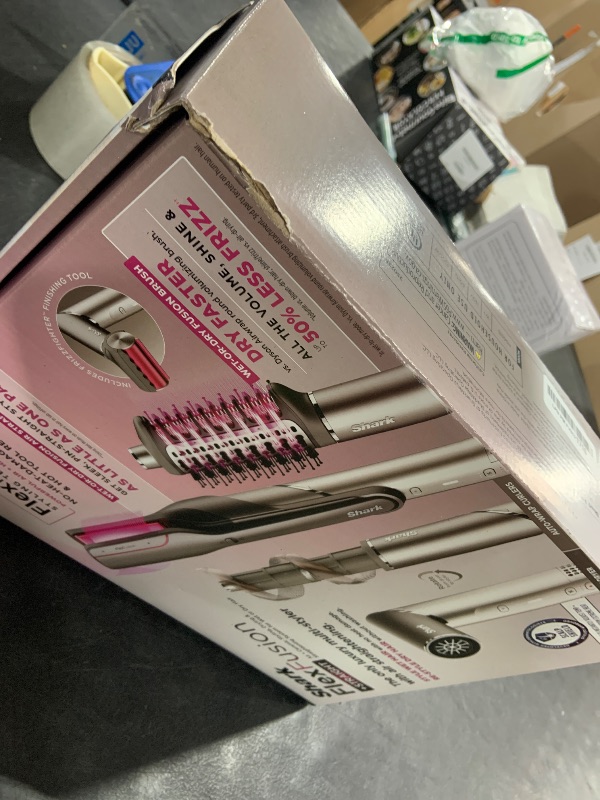 Photo 1 of Shark Flex Fusion Hair Straightener & Powerful Hair Dryer with Fusion Hair Brush, Air Styler with Auto-Wrap Hair Curlers, Concentrator, & Frizz Fighter, Metallic Mist, HD651S