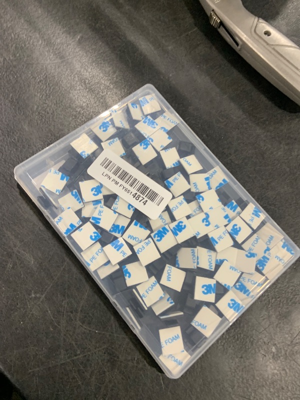 Photo 1 of 100 Pcs Cable Clips, Adhesive Cable Organizer Cord Holder Wire Clip Wire Management Self Adhesive Hooks Wire Holder for Office, Home (Black)