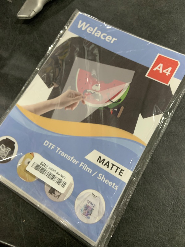 Photo 1 of 100 Sheets DTF Transfer Film Paper A4 Double Sided Thick Clear Pretreat Sheets, PET Heat Transfer Paper for Inkjet Printer DTG Printer Direct Print On T Shirts Textile