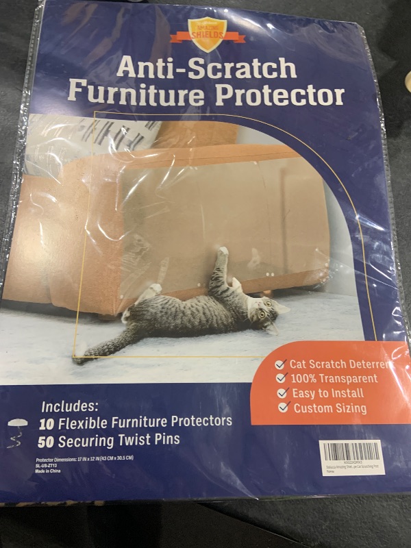 Photo 1 of 10 Pack XL Anti Cat Scratch Furniture Protector - Couch Protector from Cat Claws w/Twist Pins - Heavy Duty, Strong, Clear, Easy-to-Apply Scratching Deterrent and Shield for Sofa