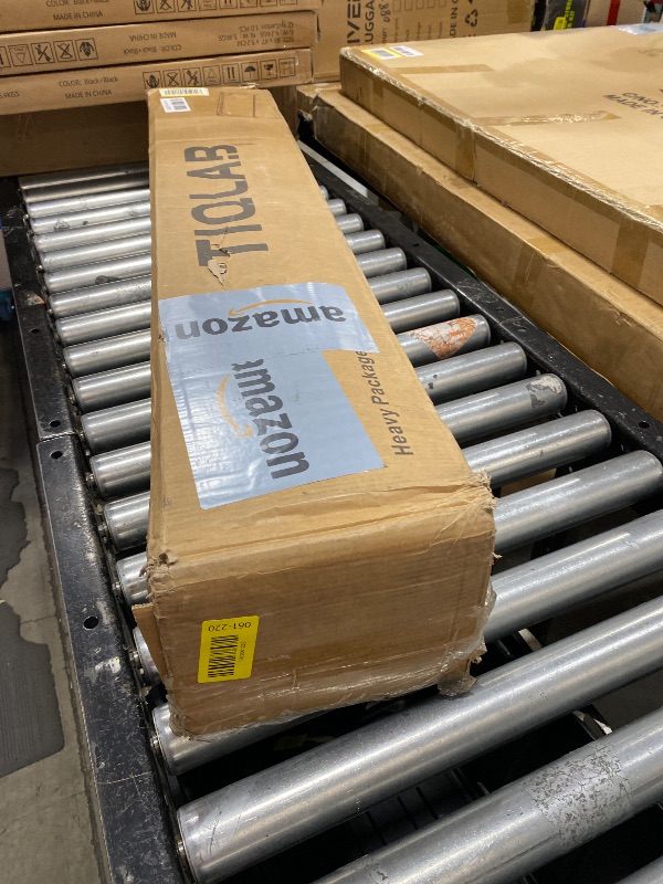 Photo 1 of TIQLAB Sofa Table, 79 inch (1.2'' Thick Tabletop) Long Console Table Behind Couch, Narrow Entryway Table with Angled Metal Frame, Industrial Console Table for Entryway, Light Walnut