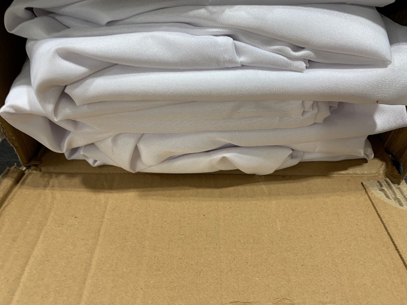 Photo 1 of Fitable 6 Pack White Round Tablecloths - 120 Inches in Diameter - Stain Resistant and Washable Table Clothes, Polyester Fabric Table Covers for Wedding, Party, Banquet, Formal Events