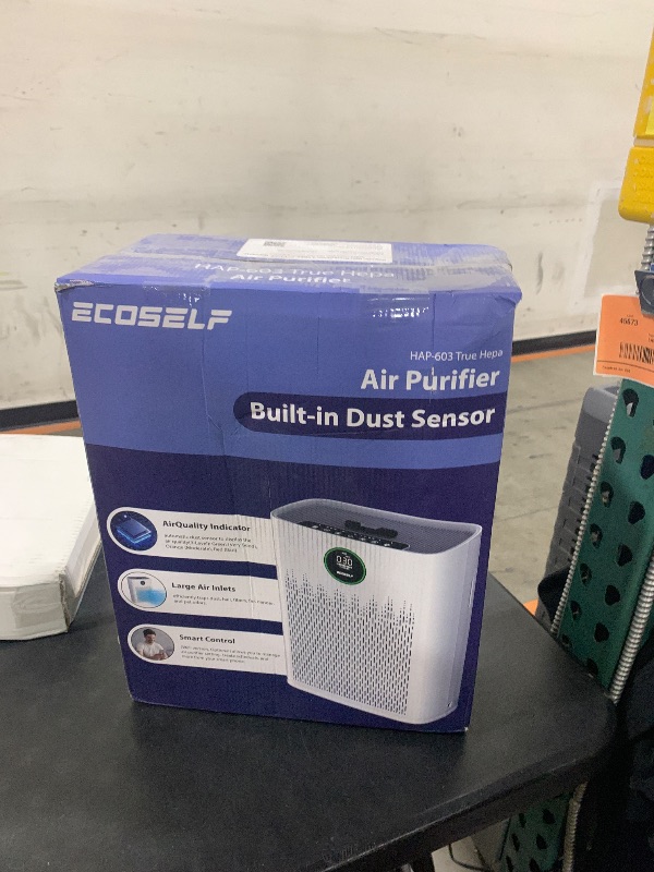 Photo 1 of ECOSELF Smart Air Purifier for Home Large Rooms, with WiFi Control, Covers Up to 2400 Ft², Smart Mode, AQI Display, 22dB Sleep Mode & Aromatherapy, HAP603WF, White