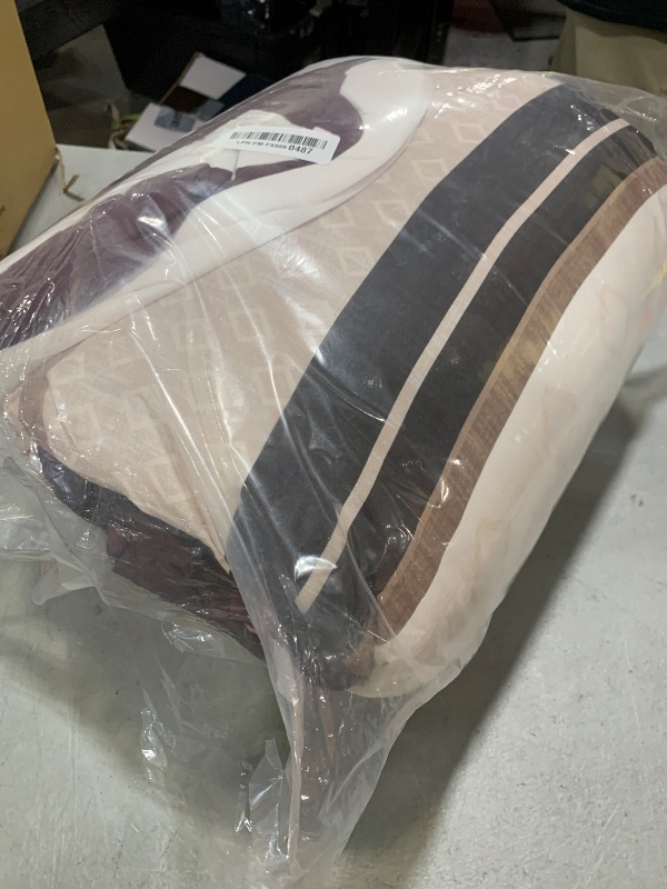 Photo 1 of Cottolester Boho Comforter Set Queen Size,Red Brown Striped Bed in a Bag,Plaid Comforter and Sheet Set,Soft Microfiber Complete Bedding Sets