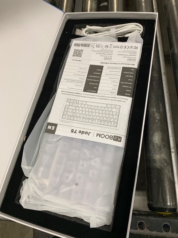 Photo 1 of KiiBoom Jade75 75% Resin Molding Mechanical Keyboard, BT5.0/USB-C/2.4GHz Wireless Gaming Keyboard, QMK&VIA Programmable, RGB Backlits, Hot-Swappable, CNC+UV Case for Windows/Mac/Linux (Clear)