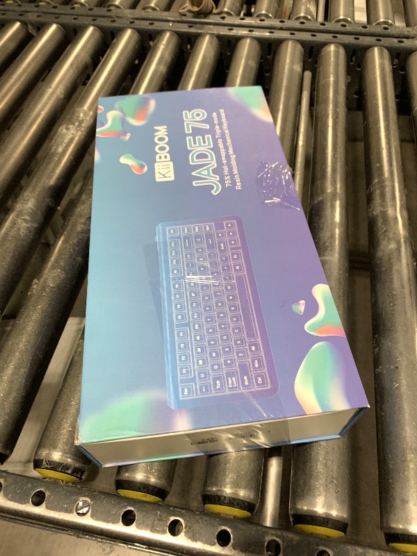 Photo 1 of KiiBoom Jade75 75% Resin Molding Mechanical Keyboard, BT5.0/USB-C/2.4GHz Wireless Gaming Keyboard, QMK&VIA Programmable, RGB Backlits, Hot-Swappable, CNC+UV Case for Windows/Mac/Linux (Clear)