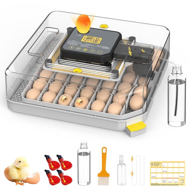 Photo 1 of 48 Egg Incubator for Hatching with Automatic Egg Turning and Humidity Control, Egg Candler, Poultry Egg Incubator for Chicken, Ducks, Goose, Pigeon, Quail, ideal for Farm, Classroom, Home