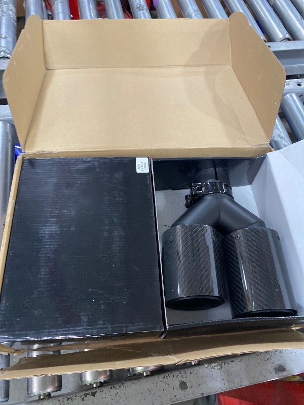 Photo 1 of 2-Pack Carbon Fiber Dual Exhaust Tips for BMW F22/F23/F30/F31/F32/F33/F36 2.0T (N20/B48) 2.5" Inlet 3.5"Outlet Tailpipe Tip (Glossy Black Inner Layer)