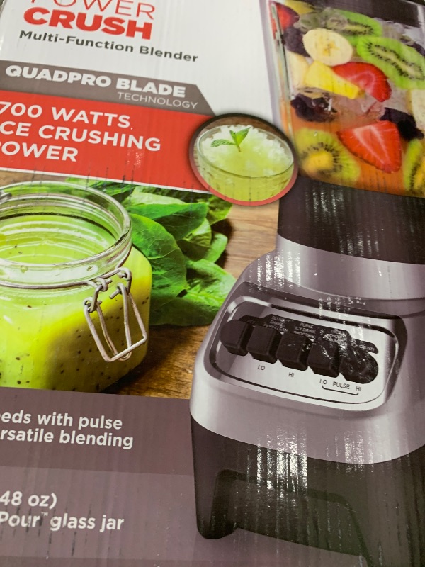 Photo 1 of BLACK+DECKER PowerCrush Multi-Function Blender with 6-Cup Glass Jar, 4 Speed Settings, Silver