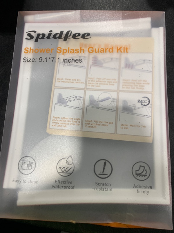 Photo 1 of Spidfee Shower Splash Guard Kit, Large Splash Guards for Bathtub Waterproof Self-Adhesive Shower Corner Guards to Keep Water in Shower or Bath, Pack of 2 (9.1 x 7.1 inches)