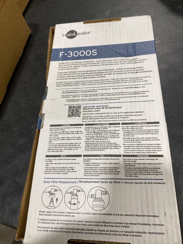 Photo 1 of INSINKERATOR Water Filtration System F-3000S with PFOS/PFOA Filter