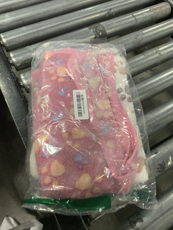 Photo 1 of 1 Pack 3 Blankets Super Soft Fluffy Premium Fleece Pet Blanket Flannel Paw Printed Throw for Dog Puppy Cat (Small 23x16'', Brown, Pink, White)