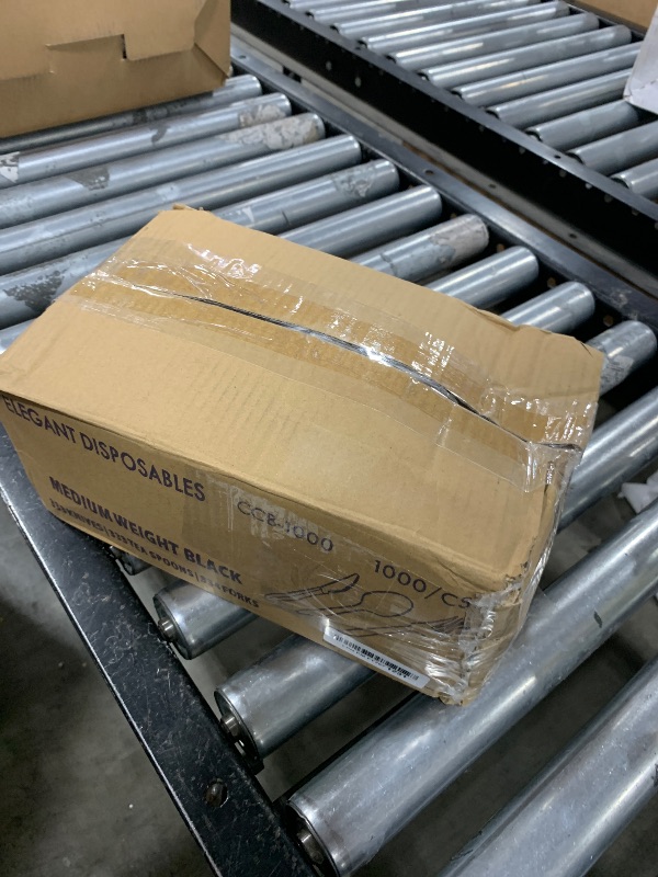 Photo 1 of 1,000 Plastic Disposable Cutlery Bulk Variety Pack Black Medium Weight Includes 334 forks, 333 knives, 333 soup spoons, Disposable Silverware Plastic Cutlery