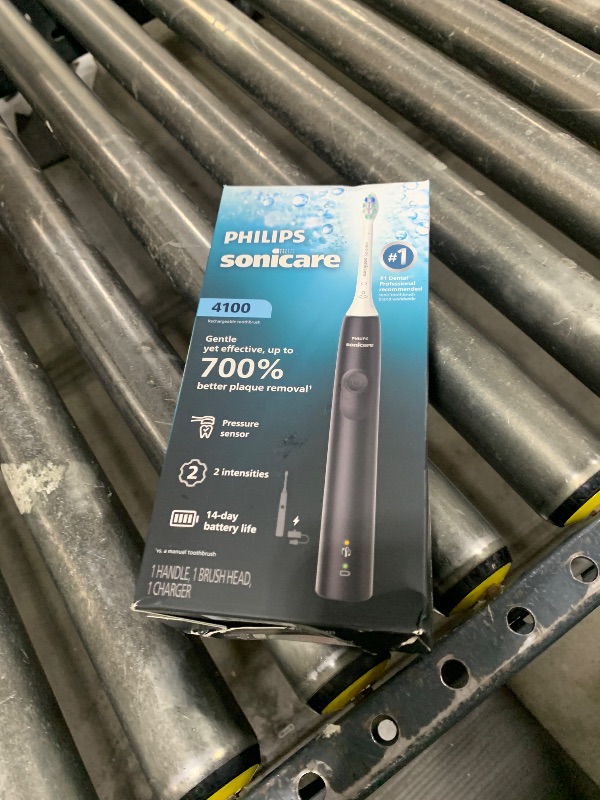 Photo 1 of Philips Sonicare 4100 Series Electric Toothbrush - Sonic Toothbrush with Advanced Sonic Technology, Pressure Sensor, Two Intensity Settings, Smartimer & Quadpacer, Black, Model HX3681/24