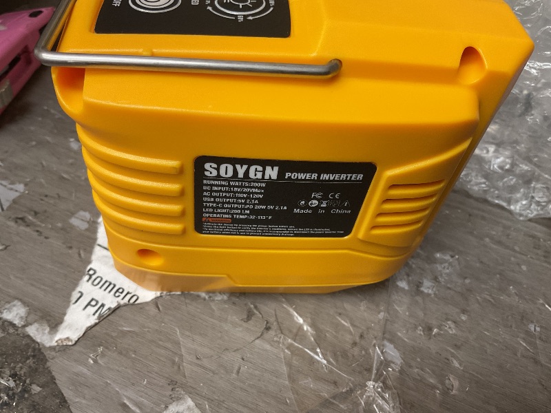 Photo 1 of 200W Portable Power Inverter for DeWALT 20V,Outdoor Generato Battery Converter with 2 USB&LED&AC Battery Powered Outlet,Convert DC 18V/20V to AC 110V-120V Portable Power Station(Tool Only)