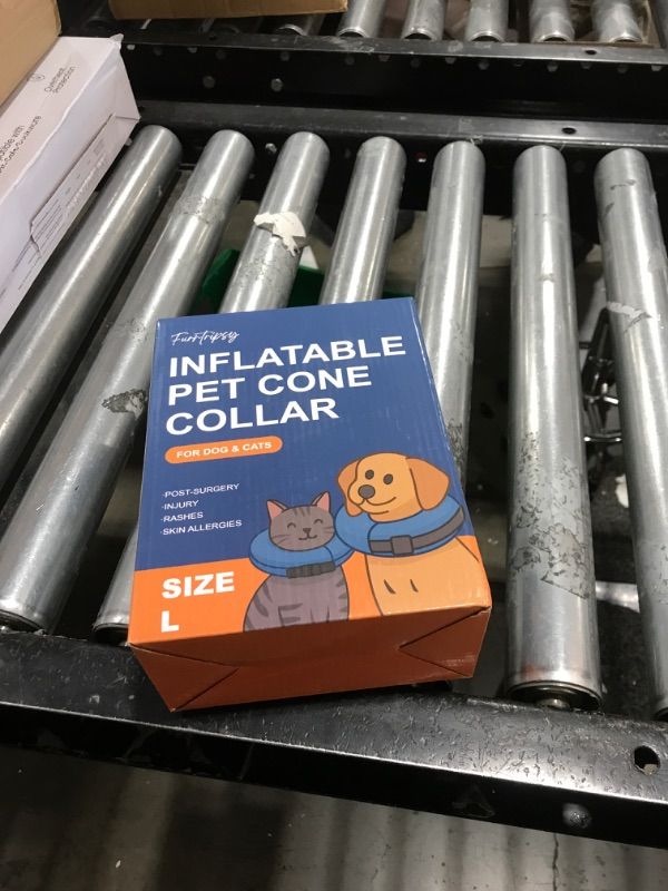 Photo 1 of Furrtripsy Inflatable Dog Cone Collar with Detachable Sturdy Shield,Soft&Lightweight-Ideal for Post-Surgery Recovery and Daily Wear,Suitable for Small Medium Large Dog Breeds(Donut Pink,L)