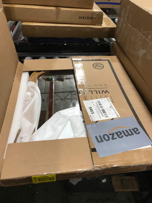 Photo 1 of WallBeyond Wood Frame Wall Mirror Decor for Entryway, Living Room or Bedroom Home Decor - Light Woodgrain 16" x 20" Natural Color