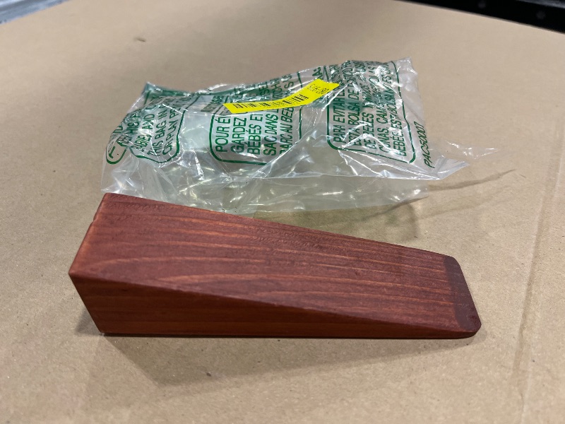 Photo 1 of  Wooden Door Stopper - Non-Slip Door Wedges, Triangle Wood Block with Hanging Hole for Any Floor, for Bathroom, Bedroom, Livingroom, Home and Office (Light Wood)