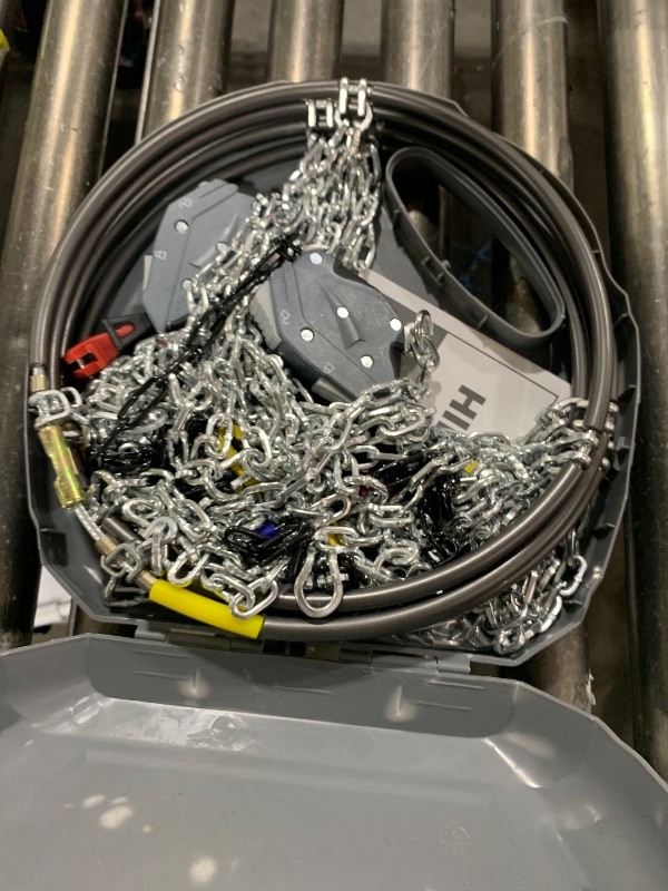 Photo 1 of Auto Fixing Snow Chains for Car Tires, Tire Chains for Passenger Cars, Sedan, SUVs, Quick Fit & Easy Installation Snow Tire Chains, Portable Reusable Emergency Tire Traction Chain, Set of 2 (HPK-1553)