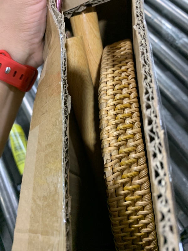 Photo 1 of Small Rattan Side Table/Round Coffee Table for Small Spaces, Mini Modern Coffee Table with Shell Design Tray, Outdoor End Tables for Patio, Boho Nightstand for Bedroom or Living Room