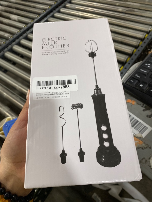 Photo 1 of Rechargeable Milk Frother Handheld with 3 Detachable Stainless Steel Whisks, 3 Speed Adjustable Electric Whisk Foam Maker, Handheld Drink Mixer, Frother Wand for Coffee, with Storage and Charging Base