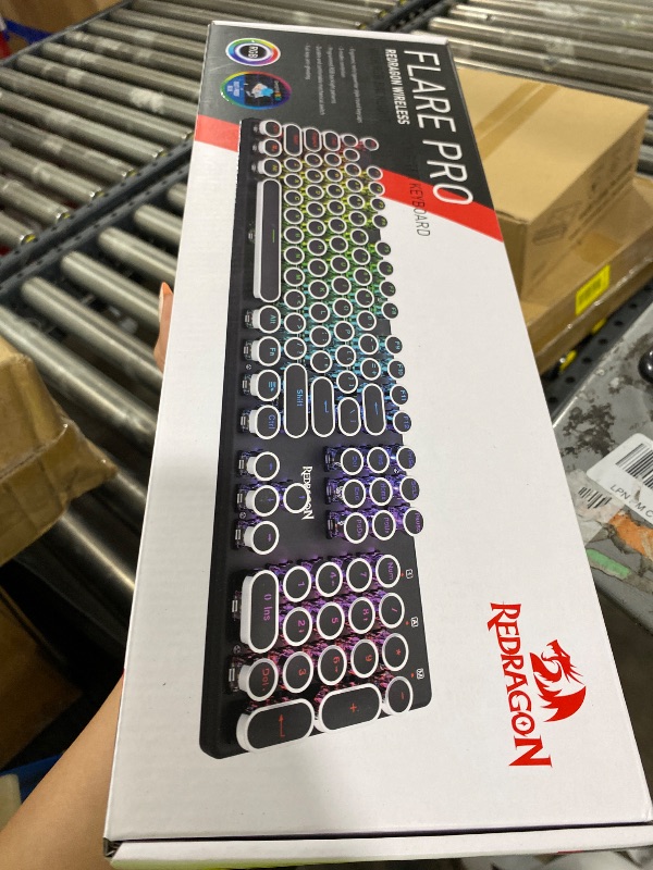 Photo 1 of Redragon Typewriter Keyboard Wireless, Mechanical Gaming Keyboard, Bluetooth/2.4Ghz/Wired, RGB LED Backlit, Rechargeable, Blue Switch - Clicky, Solid Metal Panel, Round Keycaps, Black