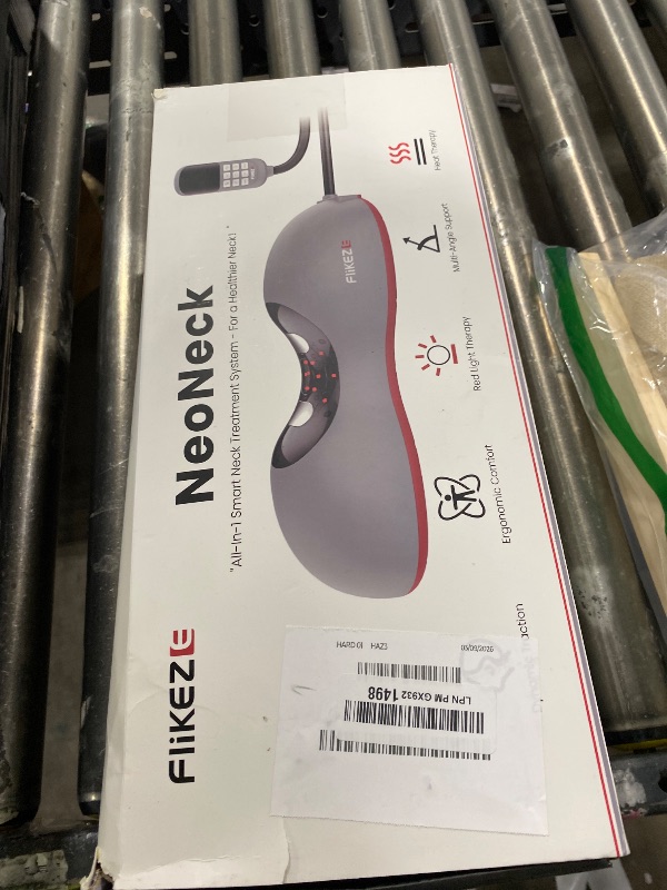 Photo 1 of FliKEZE Heated Neck Stretcher with Red Light Therapy, Wireless Cervical Traction Device for TMJ Pain Relief and Shoulder Relaxer, Neck Traction Massager Pillow for Home/Office Used, Grey