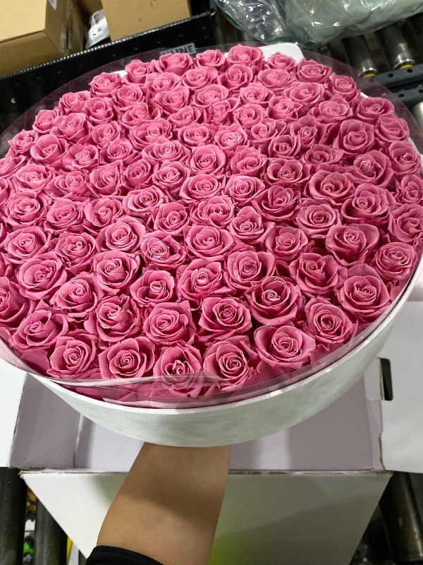 Photo 1 of 100 Piece Roses in a Velvet Box, Flowers for Delivery, Presereved Flowers Birthday Gifts for Women Mom and Wife (Pink)