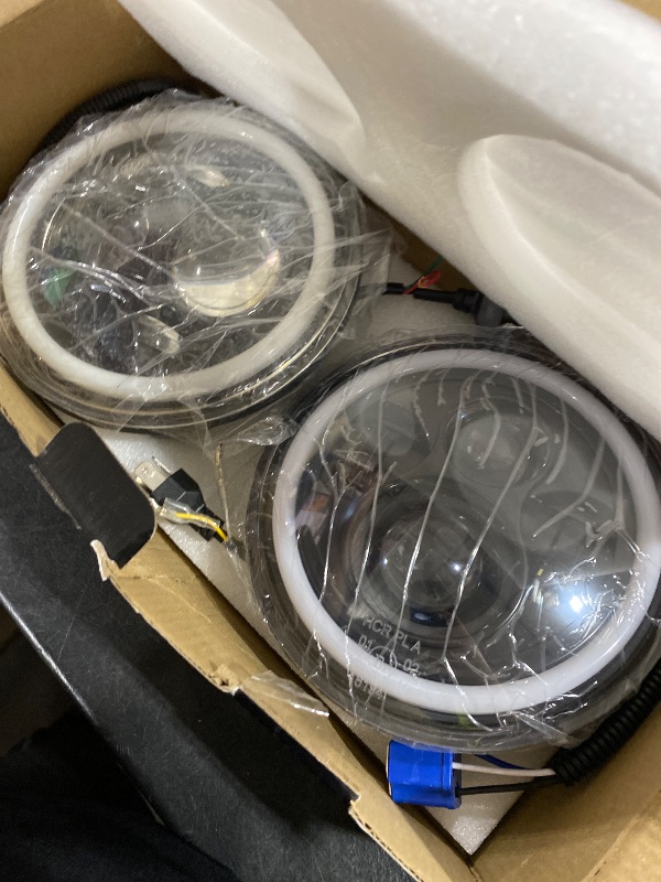 Photo 1 of Jumpdy 7 Inch LED Headlights Round Halo Angel Eyes DOT Approved 2PCS Classic LED Headlights with White DRL Amber Turn Signal H6024 High/Low Beam Lights for Wrangler JK TJ LJ CJ