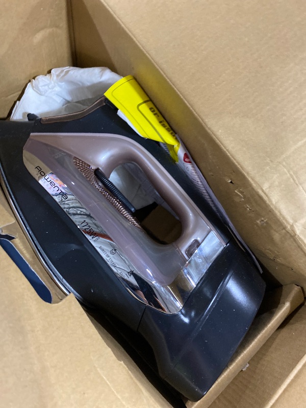 Photo 1 of **USED** Rowenta Access Stainless Steel Soleplate Steam Iron with Retractable Cord, Powerful Steam Diffusion, Auto-Off and Anti-Drip, 1725 Watts, Black Clothes Iron, DW2459