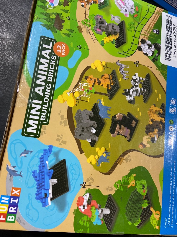 Photo 1 of FUN LITTLE TOYS Mini Animal Building Blocks – 12 Pack, No Duplicates, Individually Boxed Zoo Sets for Kids 6-12, Party Favors, Classroom Prizes, Goodie Bag Stuffers & Easter Egg Fillers