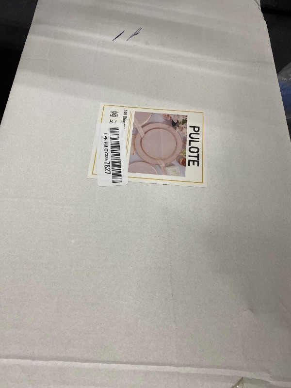 Photo 1 of **********MISSING PARTS*******
PULOTE 200Pieces Pink Plastic Plates - Premium Hard Pink and Gold Disposable - Include 100PCS 10 inch Dinner & 100PCS 7 inch Dessert Plates, Ideal for Wedding, Party & Easter