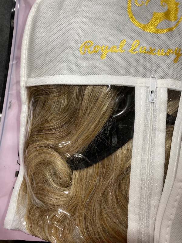 Photo 1 of Luxclipse Brown Wigs with Highlight Curly Wigs Human Hair Mixed Synthetic Shoulder Length Heat Resistant Lightweight for Daily Wear (Platinum Blonde, 14 Inch)