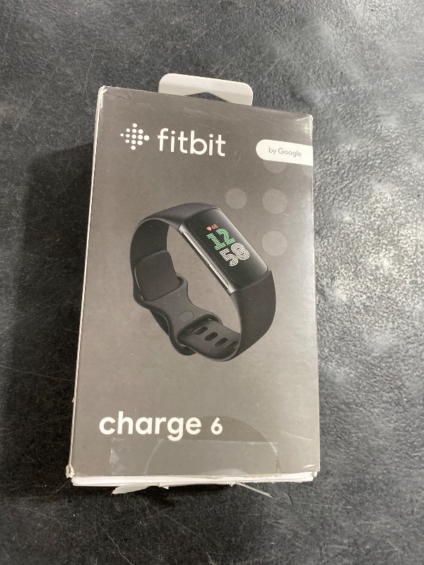 Photo 1 of Fitbit Charge 6 Fitness Tracker with Google apps, Heart Rate on Exercise Equipment, 6-Months Premium Membership Included, GPS, Health Tools and More, Obsidian/Black, One Size (S & L Bands Included)