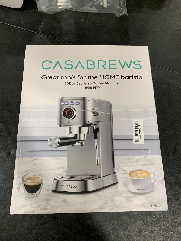 Photo 1 of CASABREWS 5418 PRO Espresso Machine 20 Bar, Upgraded Espresso Maker with Powerful Steam Milk Frother, Stainless Steel Coffee Machine with Fast Heating System for Cappuccino, Latte, Silver