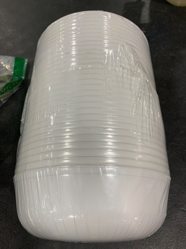 Photo 1 of [30 Pack 16 OZ Bowls] Edge Collection White with Gold Rim Plastic Party Soup Bowls Premium heavyweight Elegant Disposable Tableware Dishes